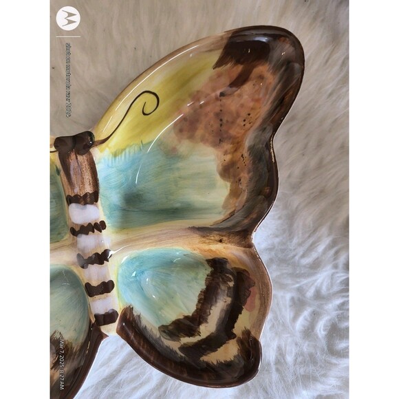 Certified International Butterfly Serving Bowl Rare Vintage - Picture 3 of 11